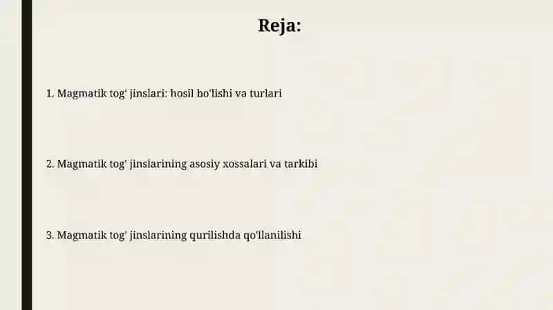 Magmatik tog' jinslari va ularning qurilish xossalari 2
