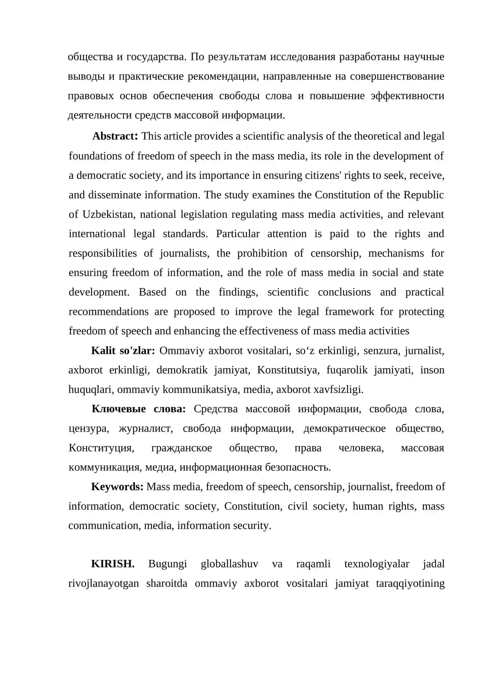 OAV( ommaviy axborot vositalari)da soʻz erkinligi 2