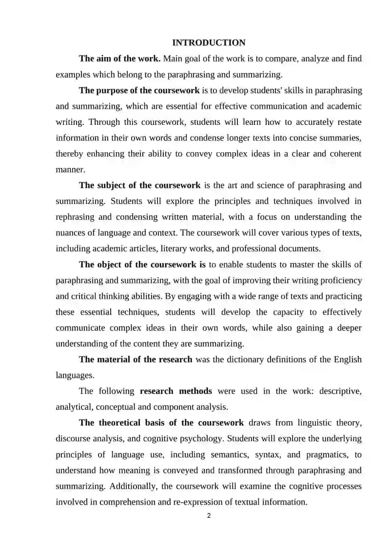 Paraphrasing and Summarizing 2