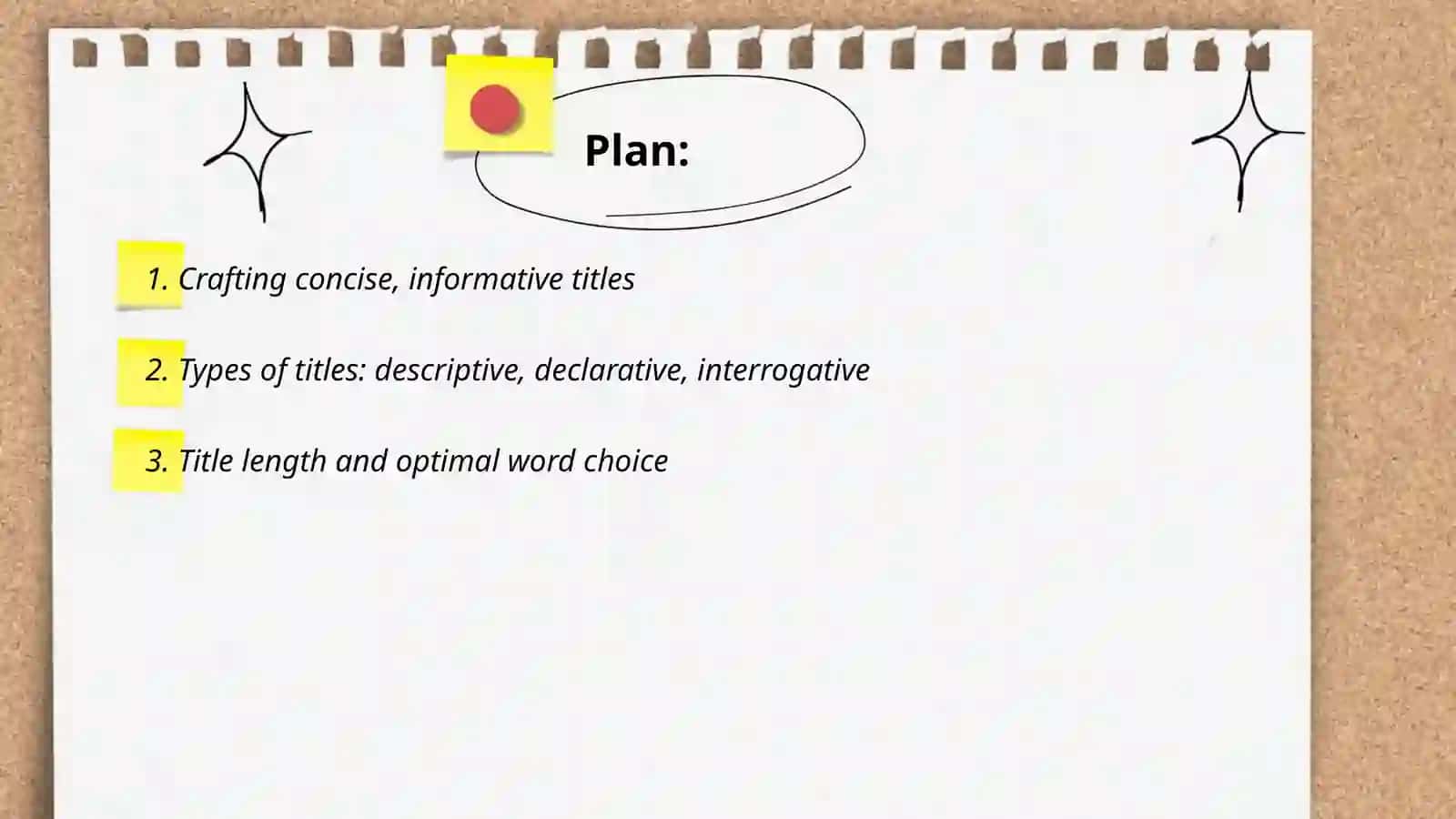 Plan: Crafting concise, informative titles 2