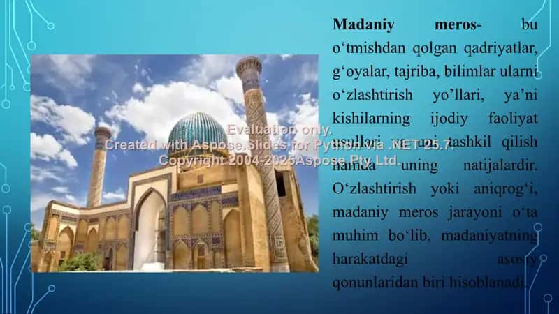 Madaniy va ma'naviy meros 2