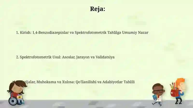 1,4-benzodiazipen xosilalarini is spektrofotometrik usulda sifat va miqdorini aniqlash 2