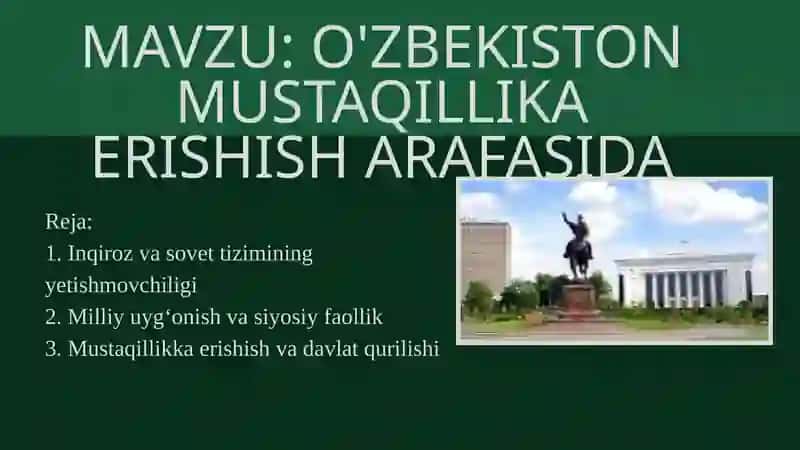O'ZBEKISTON MUSTAQILLIKA ERISHISH ARAFASIDA 2