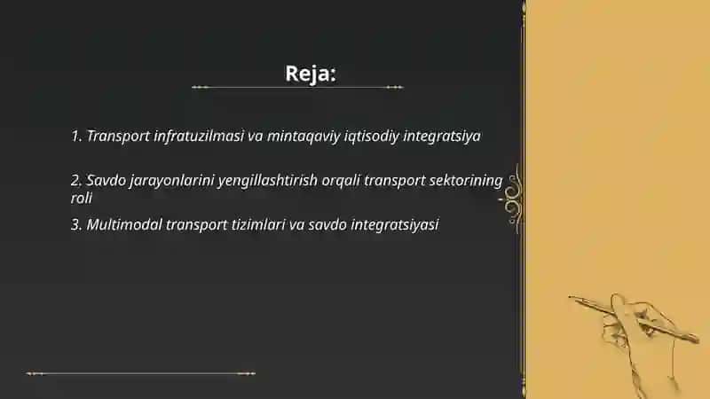 Transport sektori va iqtisodiy integratsiya jarayonlari 2