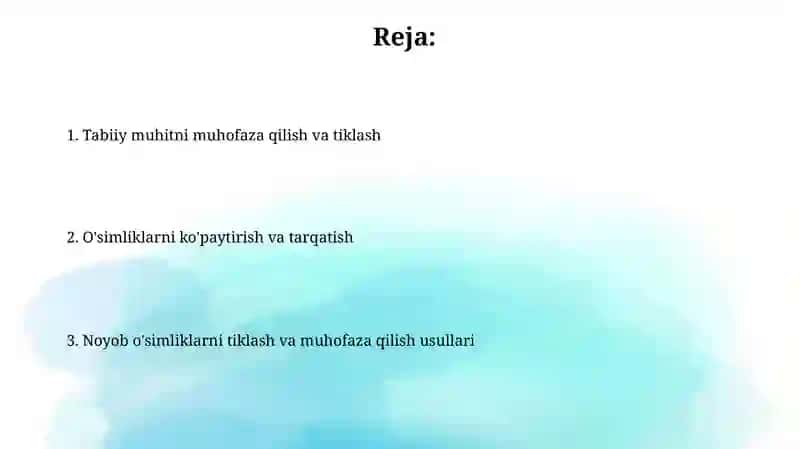Dorivor oʻsiliklarni qayta tiklash va muxofaza qilish yoʻllari 2