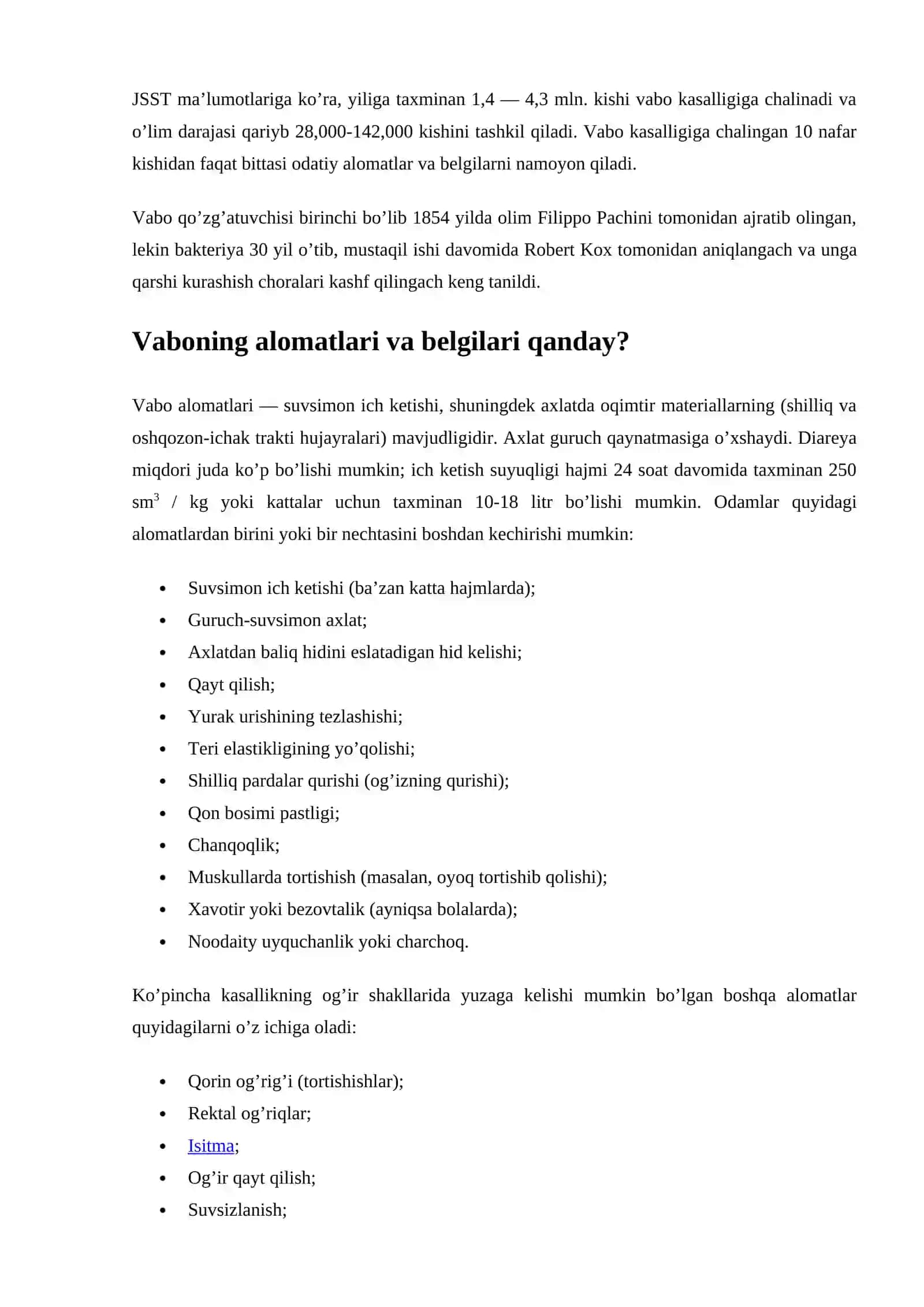 VABONING KLINIK KO`RINISHLARI. SOG`AYGANLARNI SHIFOXONADAN CHIQARISH 2