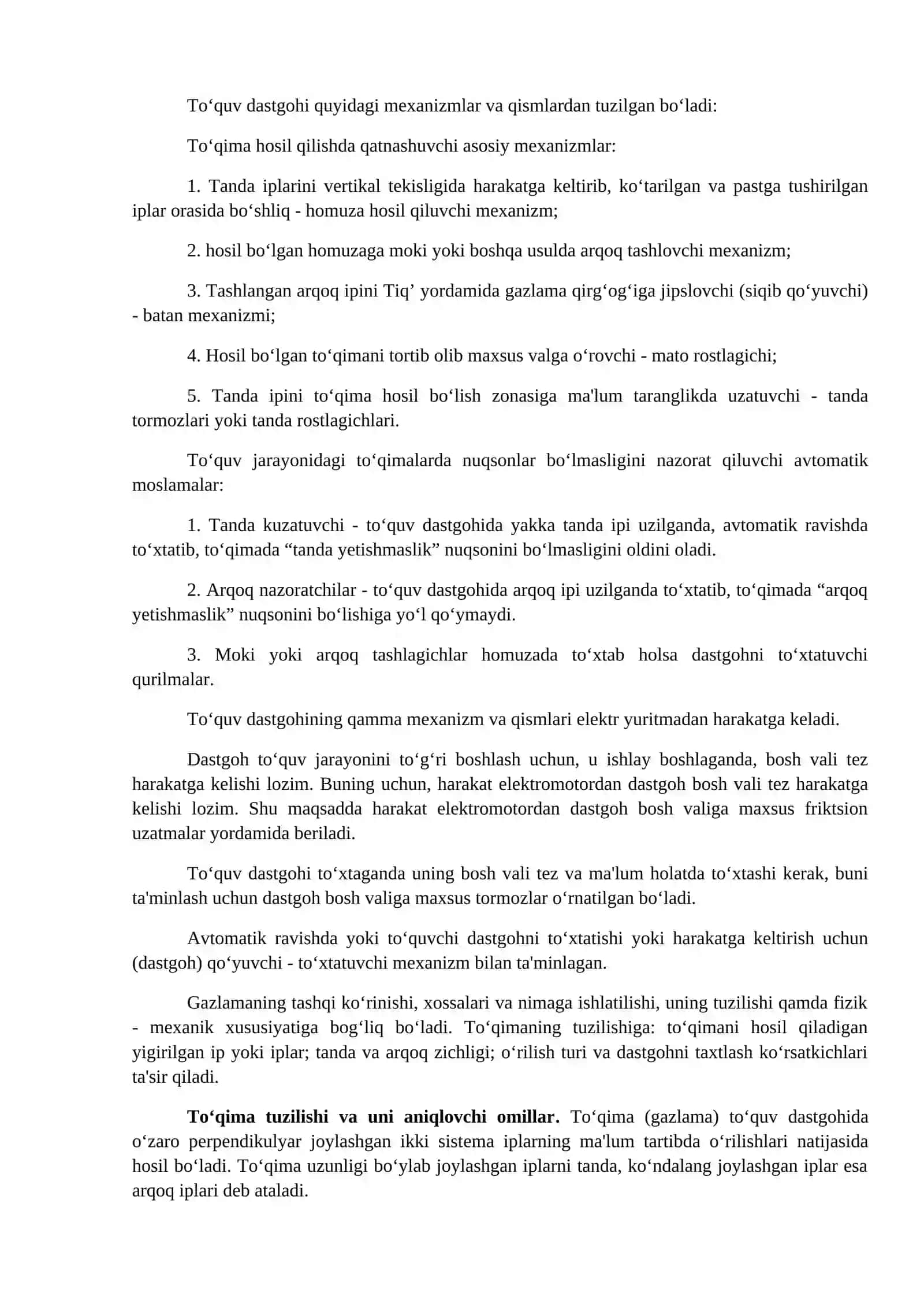 To‘qima va uni to‘quv dastgohida shakllanishi 2