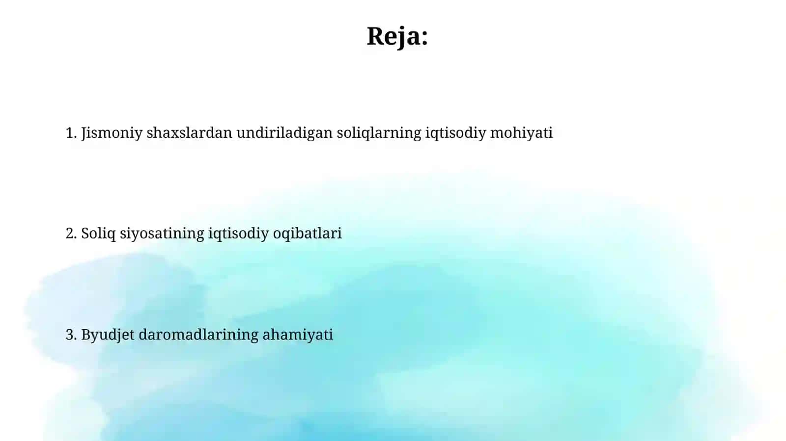 Jismoniy shaxslardan olinadigan soliqning iqtisodiy mohiyati. Byudjetdaromadlarahamiyati 2