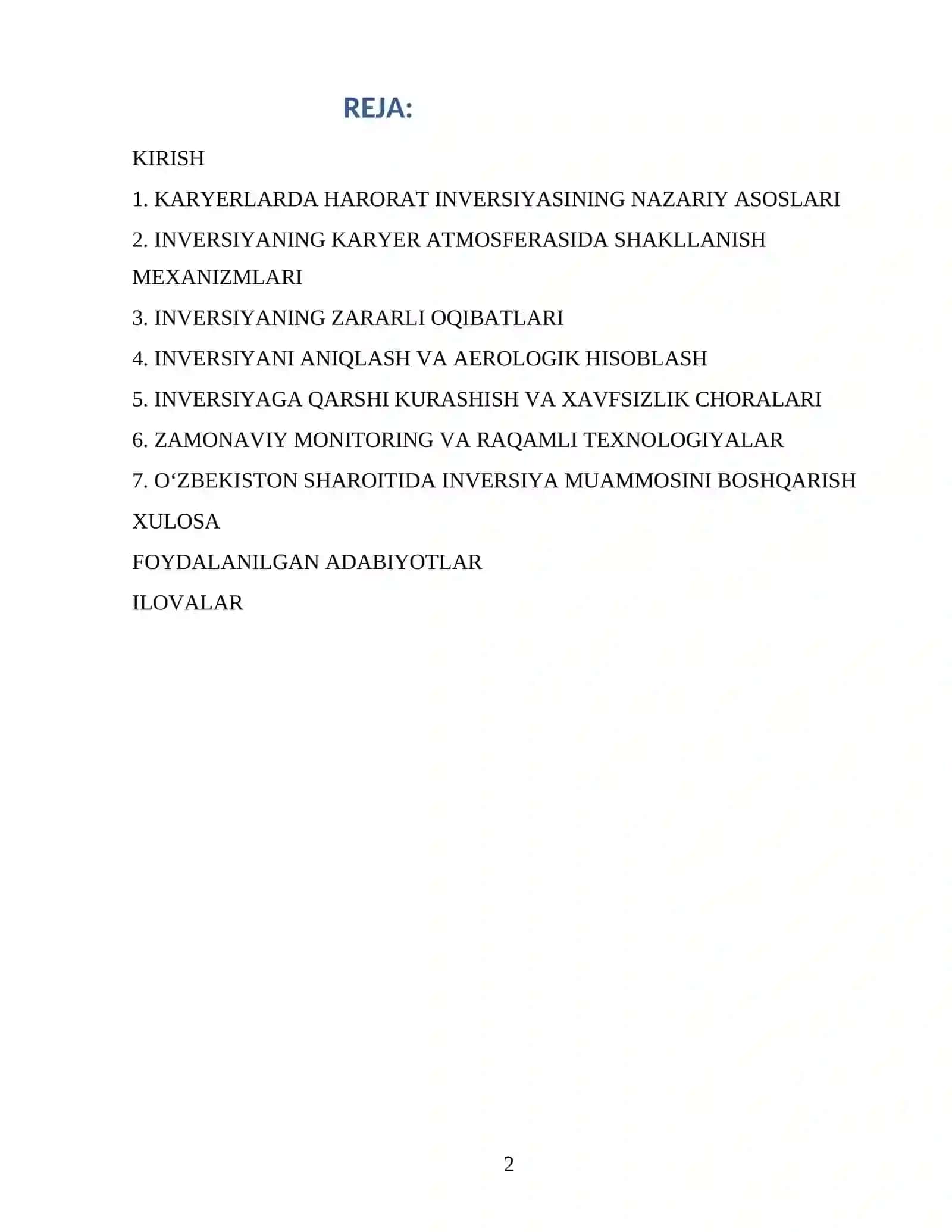 Karyerlarda havo inversiyasi hodisasi va uning zararli oqibatlariga qarshi kurash 2