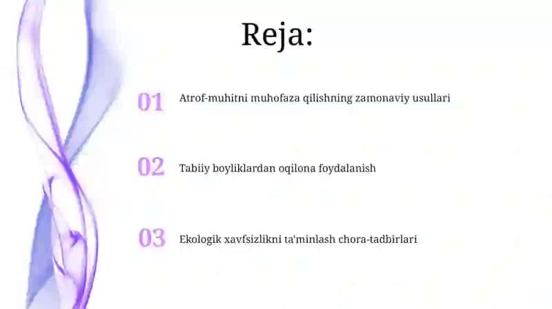 Ekologik xavfsizlikni ta'minlash choralari 2