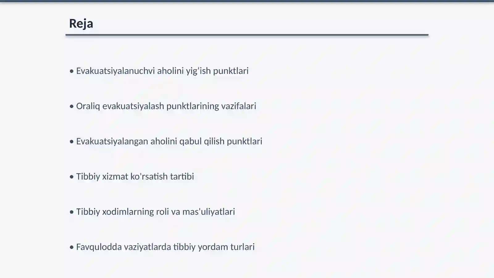 Evakuatsiyalash va tibbiy taʼminlash 2