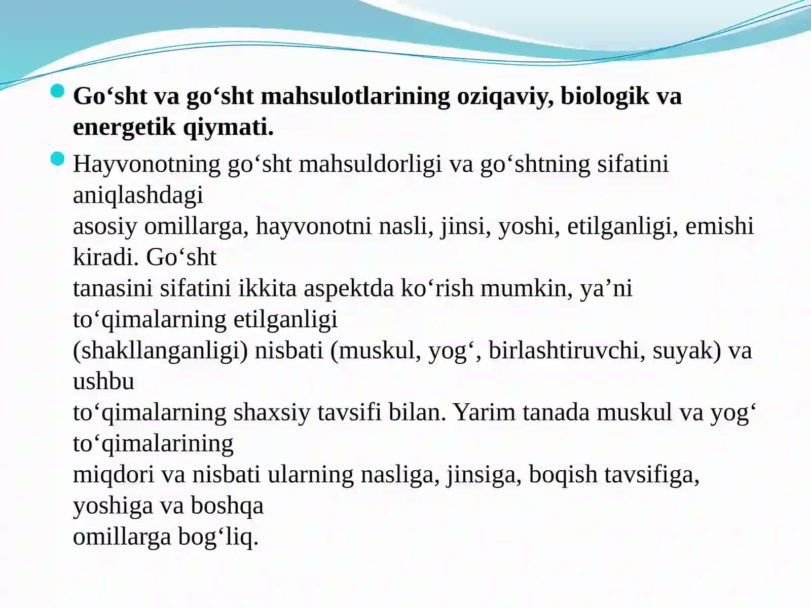 Go‘sht va go‘sht mahsulotlarini sifativo oziqaviy qiymati o‘rganish 2