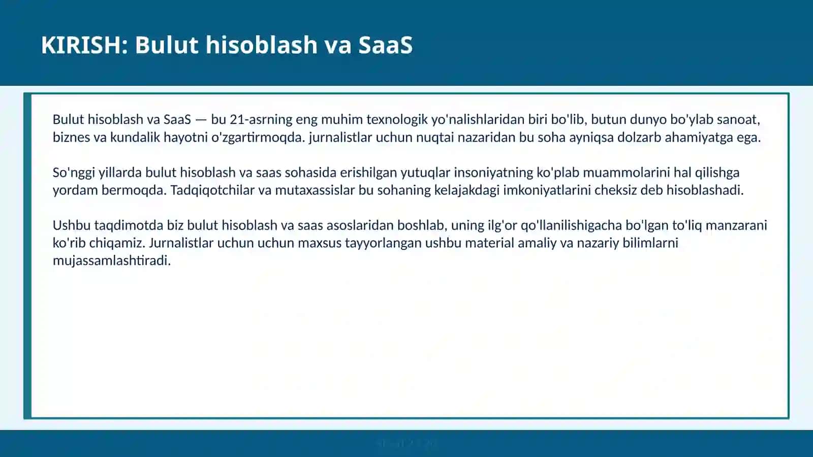 Bulut hisoblash va SaaS 2
