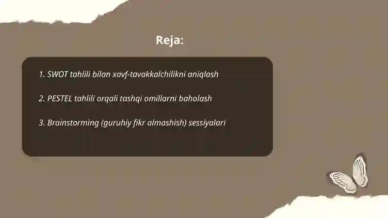 Risklarni boshqarish: kichik biznesda tavakkalchilikni aniqlash usullari 2