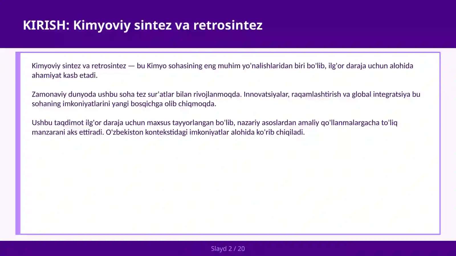 Kimyoviy sintez va retrosintez 2