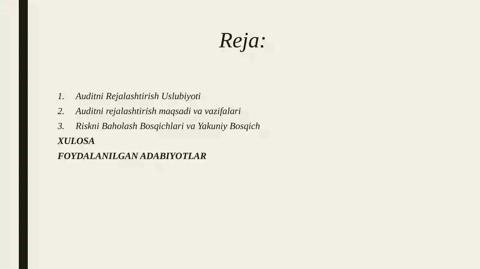 Rejalashtirish ahamiyatlilik va moddiy hatolik riskni baholash uslubiyoti 2