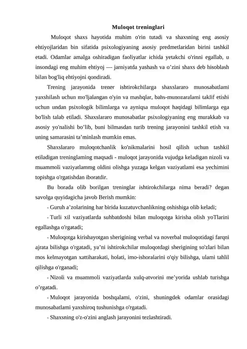 Muloqot treninglari 2