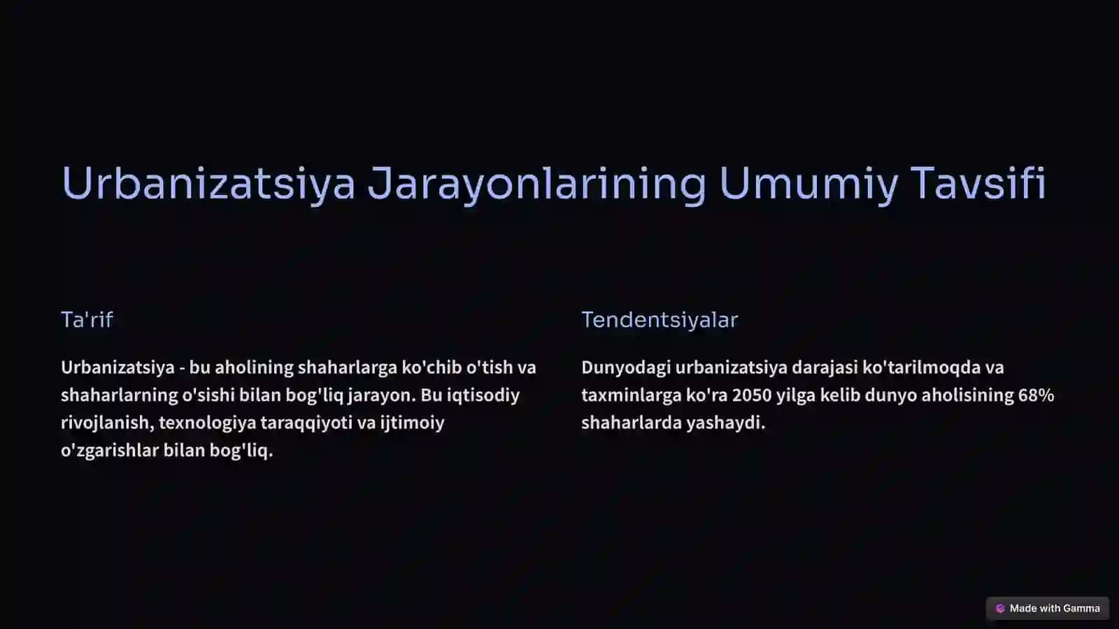 Dunnoda Urbanizatsiya Jarayonlarining Mintaqaviy Xususiyatlari 2