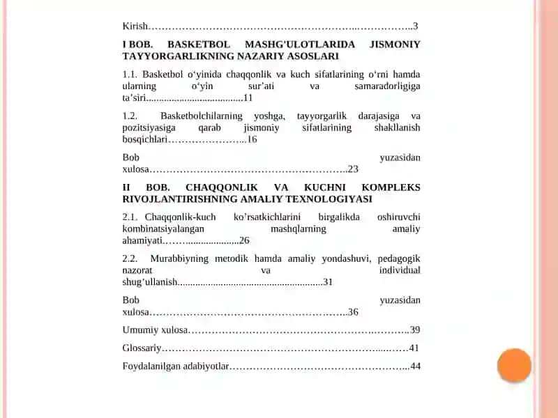 BOB. BASKETBOL MASHG'ULOTLARIDA JISMONIY TAYYORGARLIKNING NAZARIY ASOSLARI 2