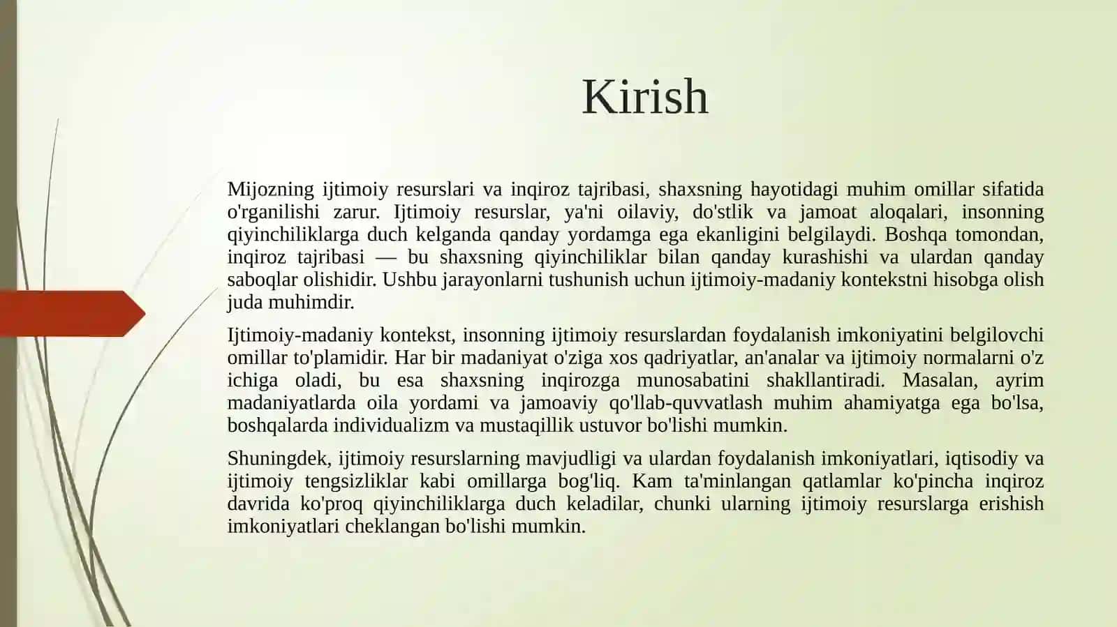 Mijozning ijtimoiy resurslarini va inqiroz tajribasining ijtimoiy-madaniy kontekstini baholash 2