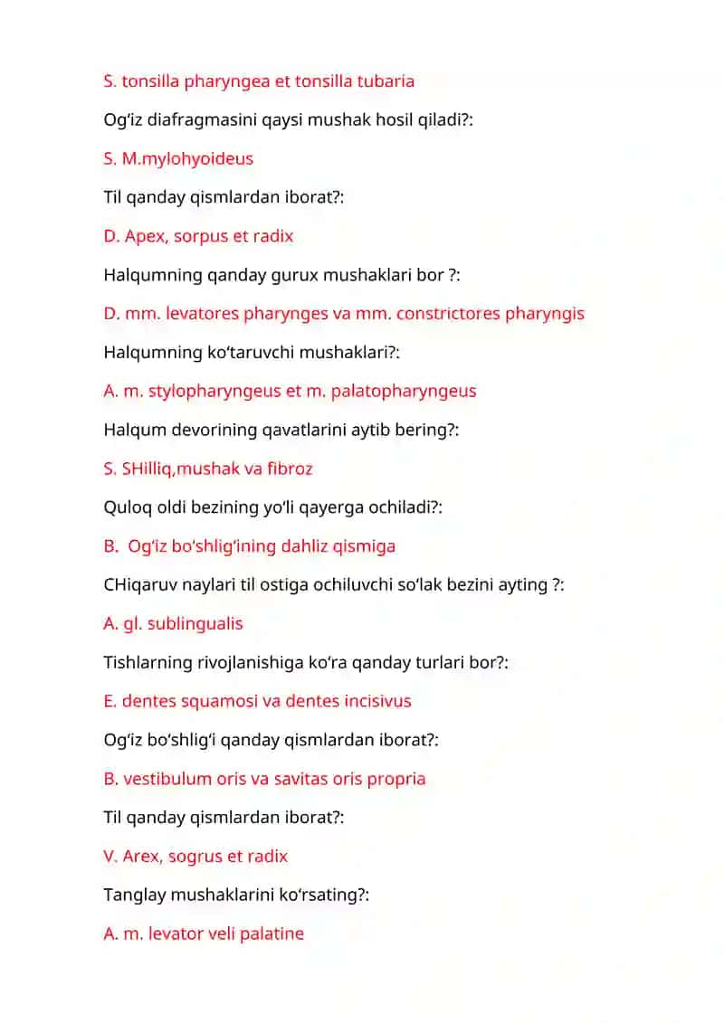 Stomatologiya Test Savollari 2