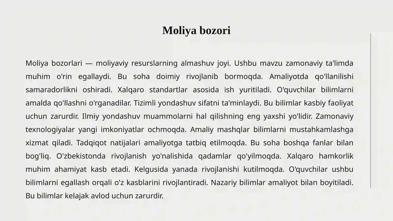 Moliya bozorlari 2