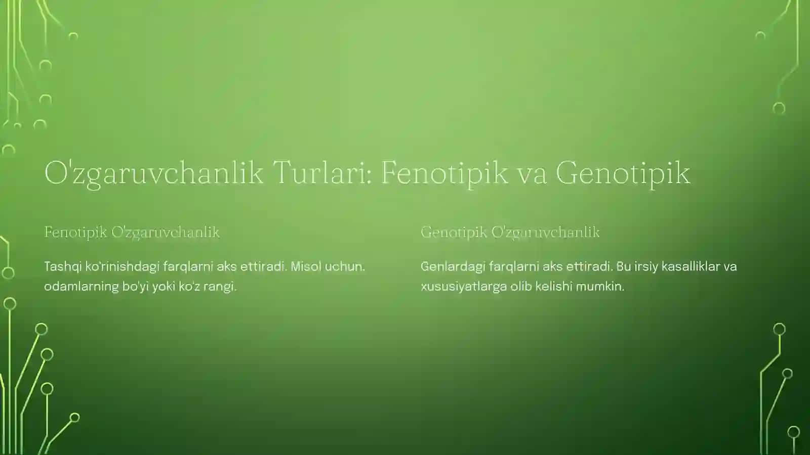 Biologiyada O'zgaruvchanlik 2