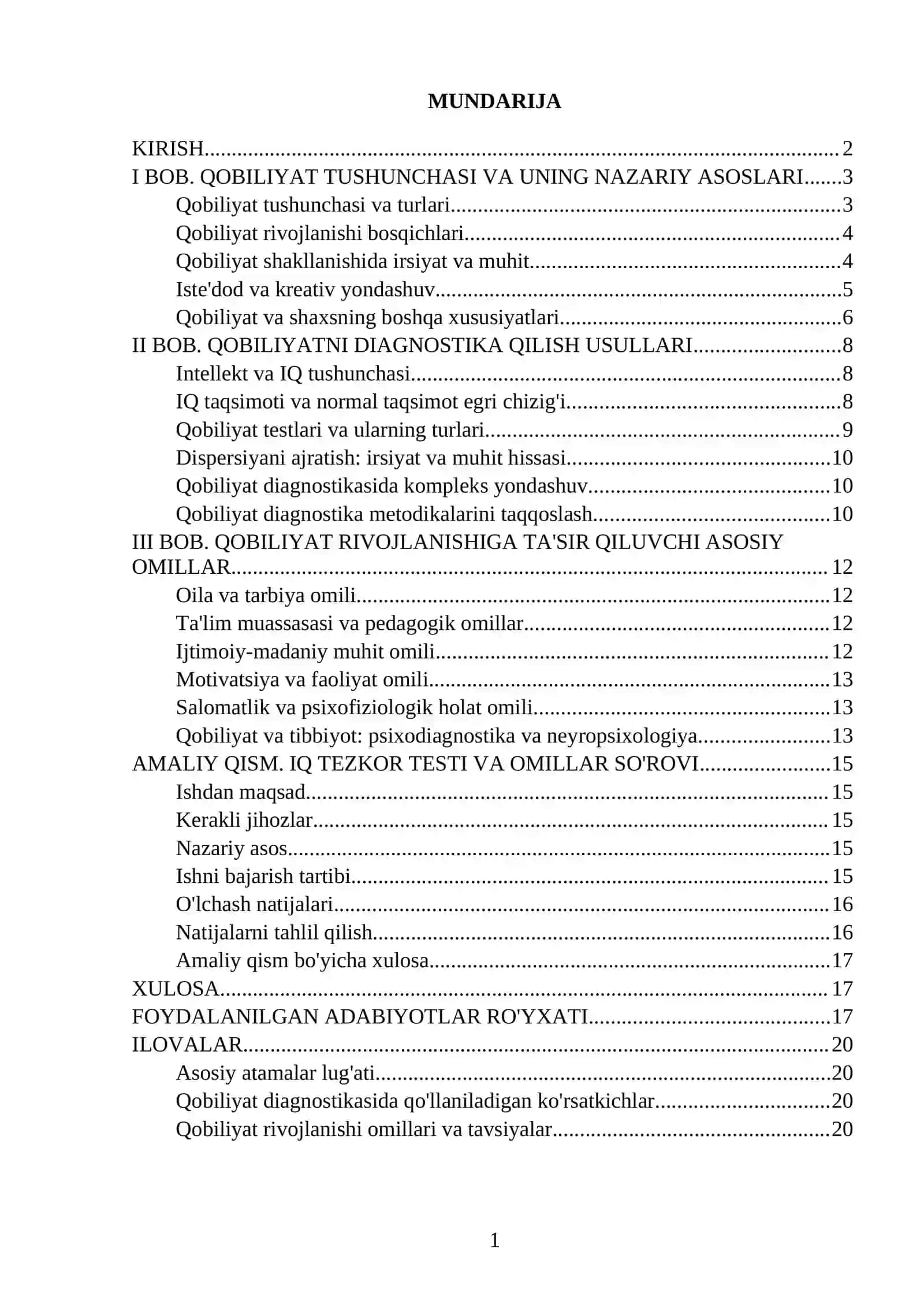 MUSTAQIL ISH: QOBILIYAT RIVOJLANISHIGA TA'SIR QILUVCHI OMILLAR 2