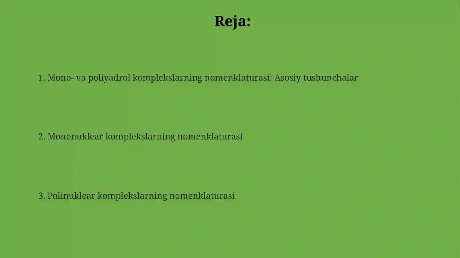 Bir va kóp yadrolikomplekslarning nomlanishi 2