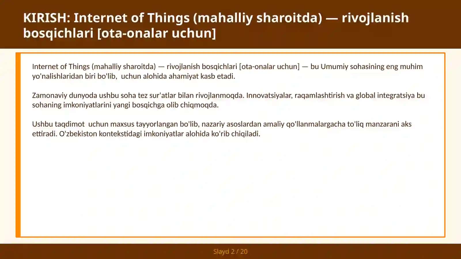 Internet of Things (mahalliy sharoitda) — rivojlanish bosqichlari [ota-onalar uchun] 2