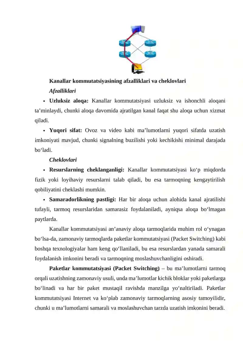 Kanallar va paketlar kommutatsiyasi 2