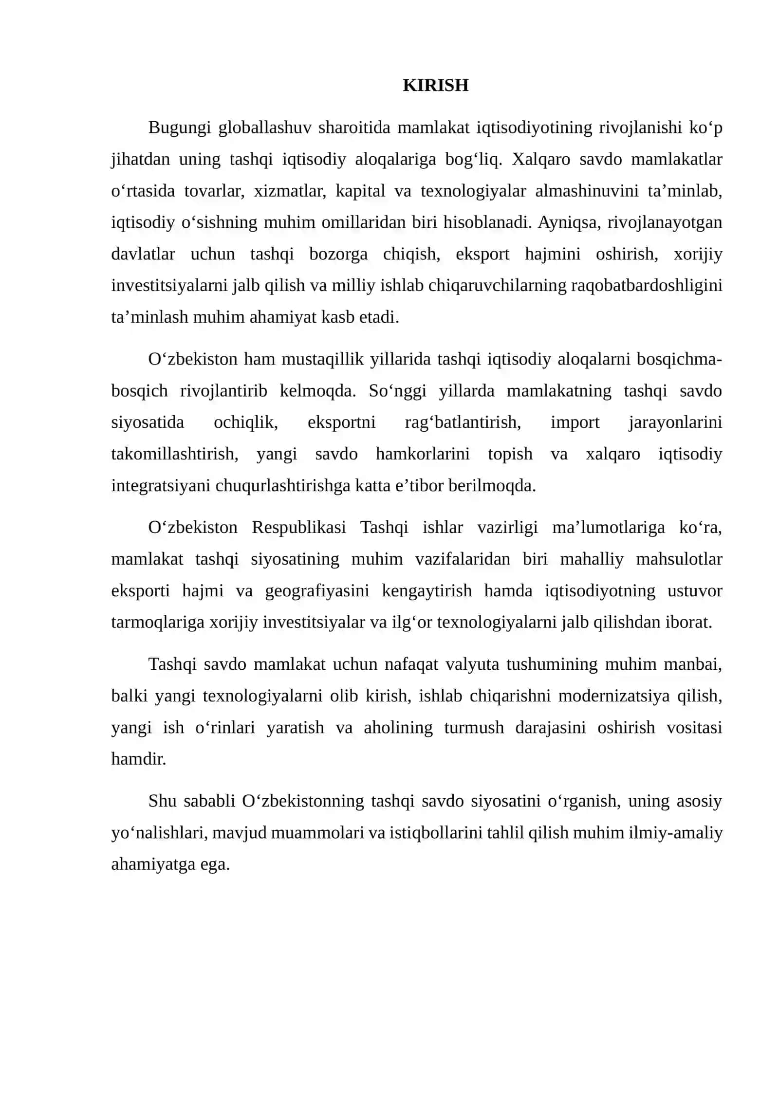O'ZBEKISTONNING TASHQI SAVDO SIYOSATI 2