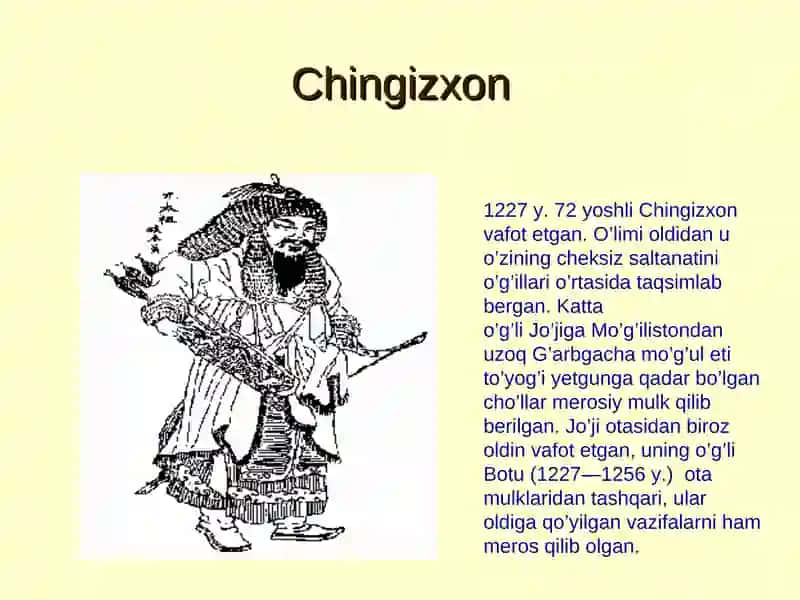 Chingizxonning O`rta Osiyoni bosib olishi 2