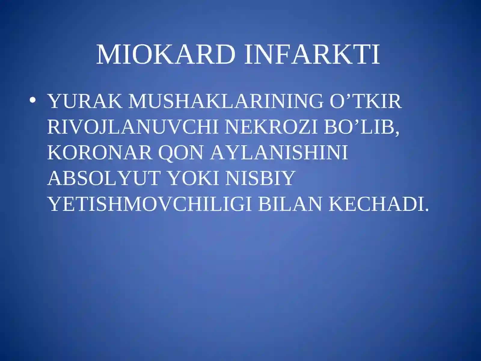 Miokard infarkti YIK 2