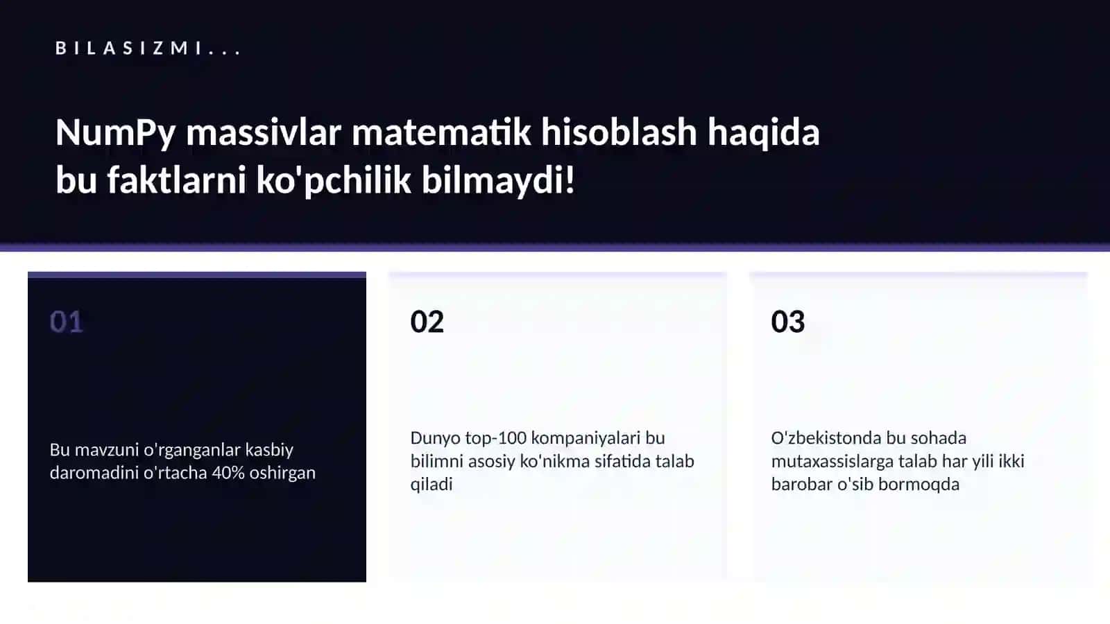 NumPy massivlar matematik hisoblash 2