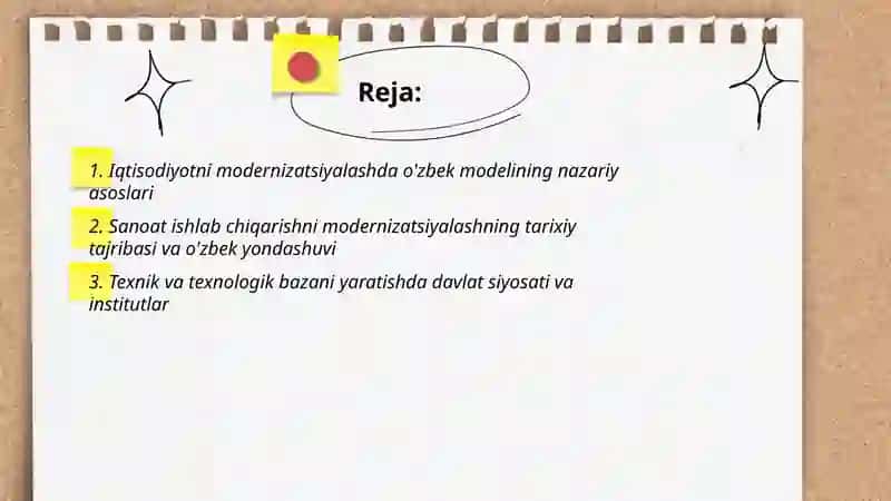 Iqtisodiyotni moderezinatsiyalashda sa'noat ishlab chiqarishda texnik va texnologik bazasini yaratishning òzbek modeli 2