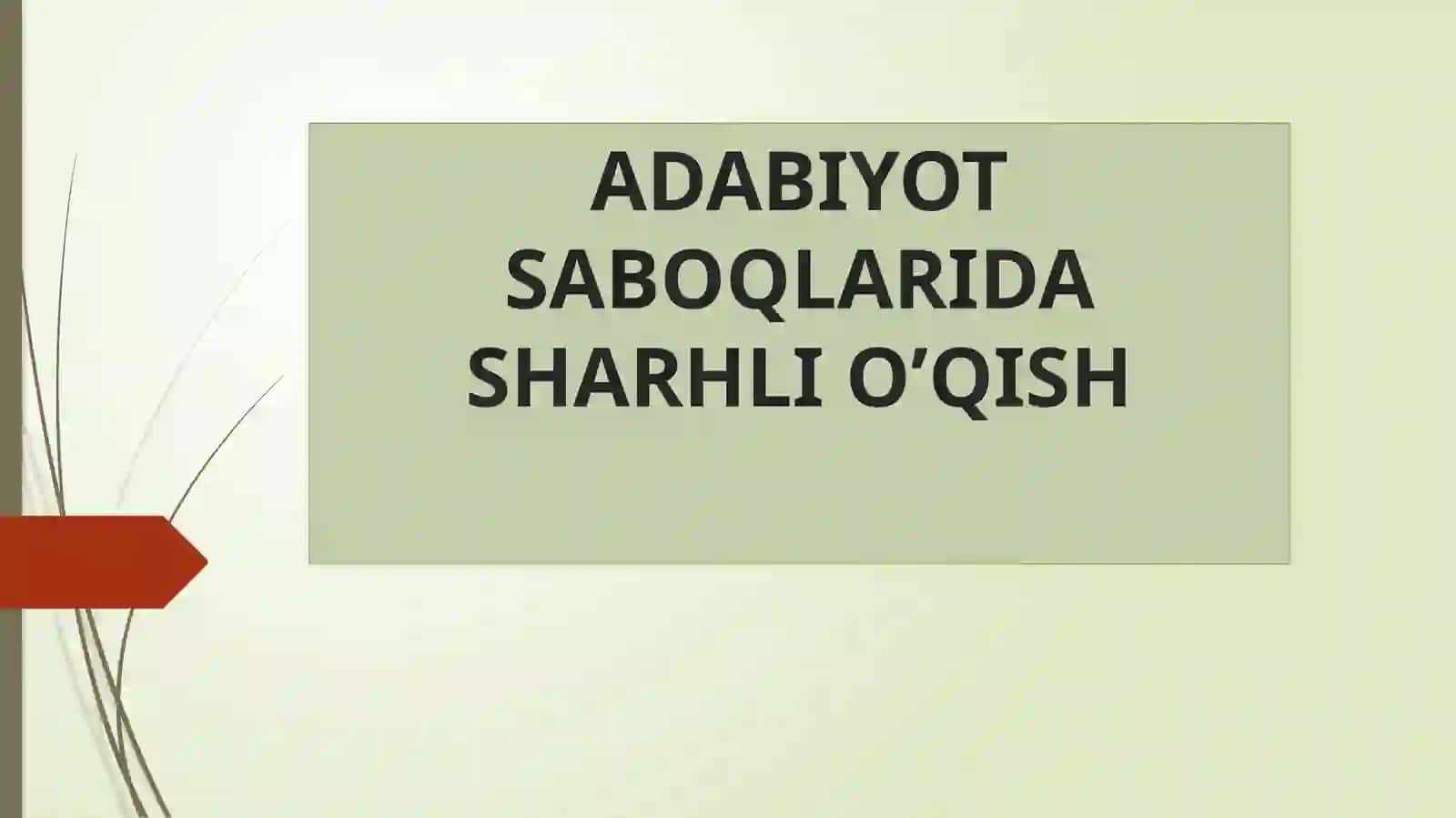 ADABIYOT SABOQLARIDA SHARHLI O’QISH 2