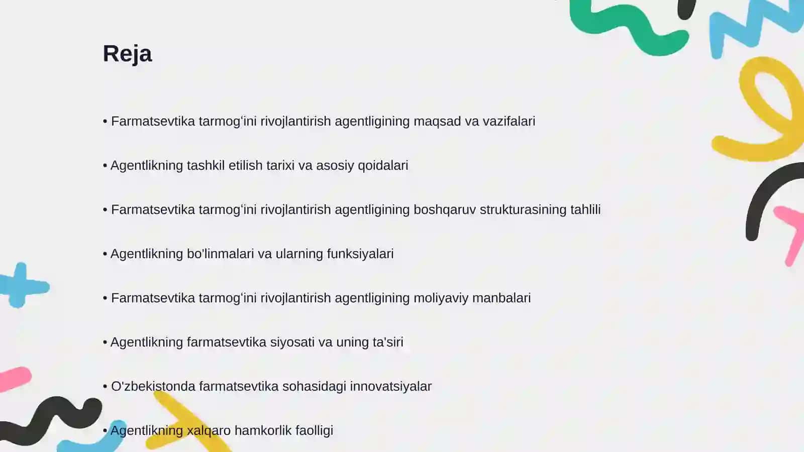 Farmatsevtika tarmogʻini rivojlantirish agentligining tarkibiy tuzilmasi tahlili 2