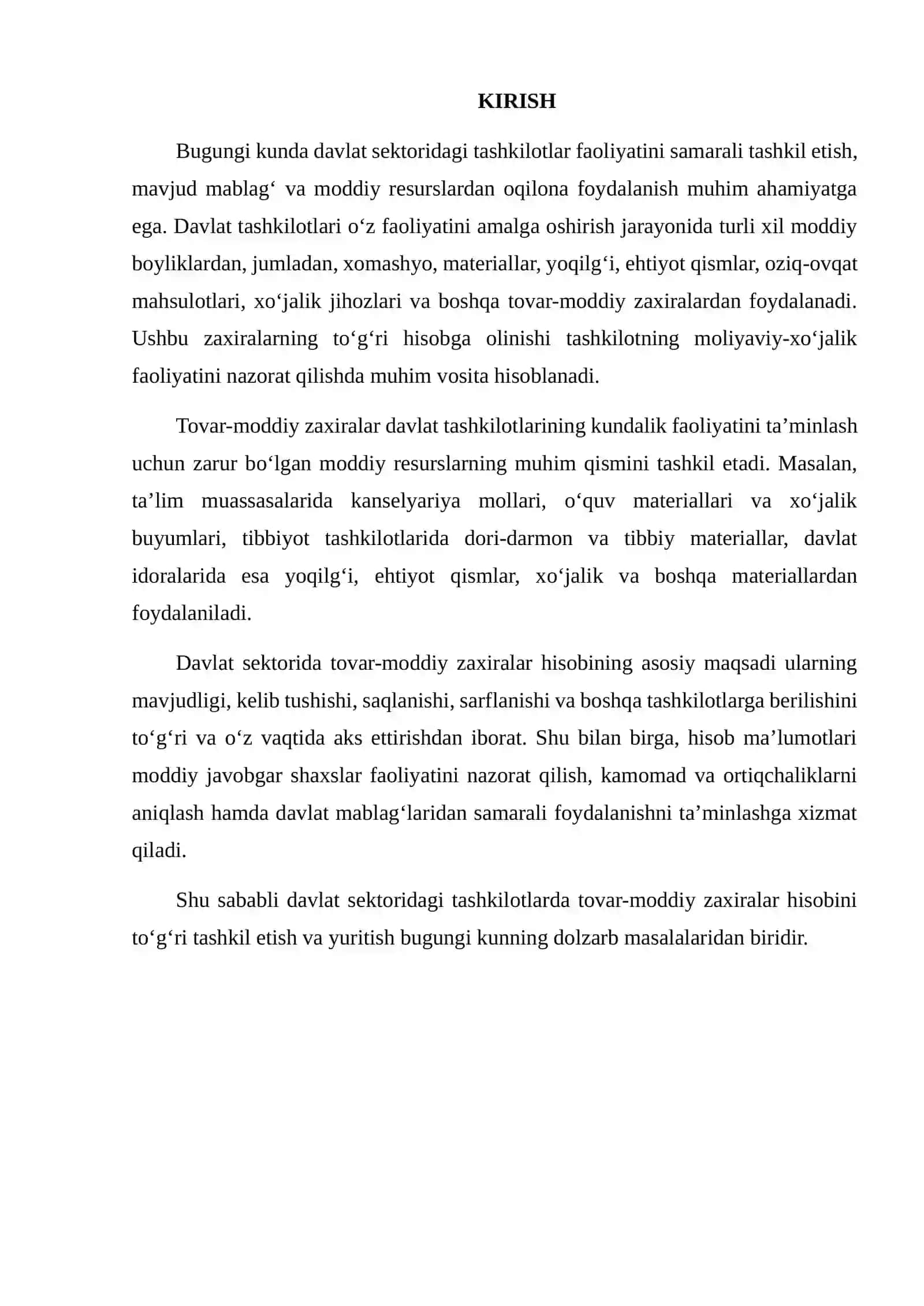 Davlat SEKTORIDAGI TASHKILOTLARDA TOVAR-MODDIY ZAXIRALAR HISOBI 2