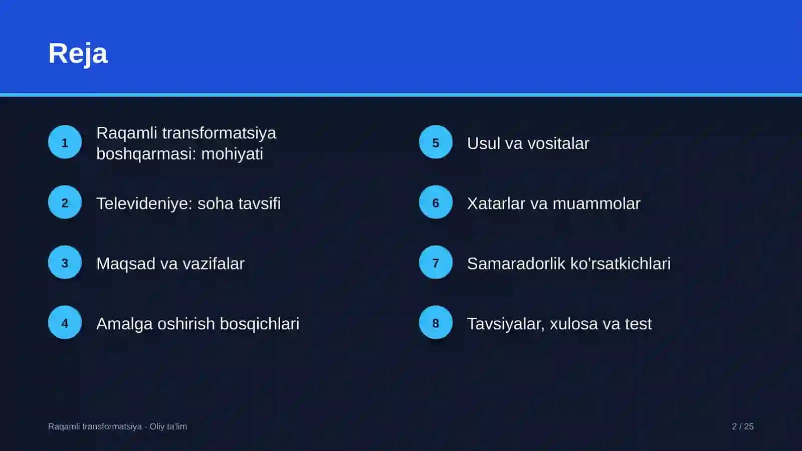 Televideniyeda raqamli transformatsiya boshqarmasini tashkil etish 2