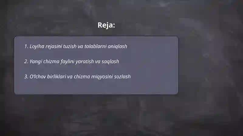 AutoCAD dasturida yangi loyiha yaratish 2