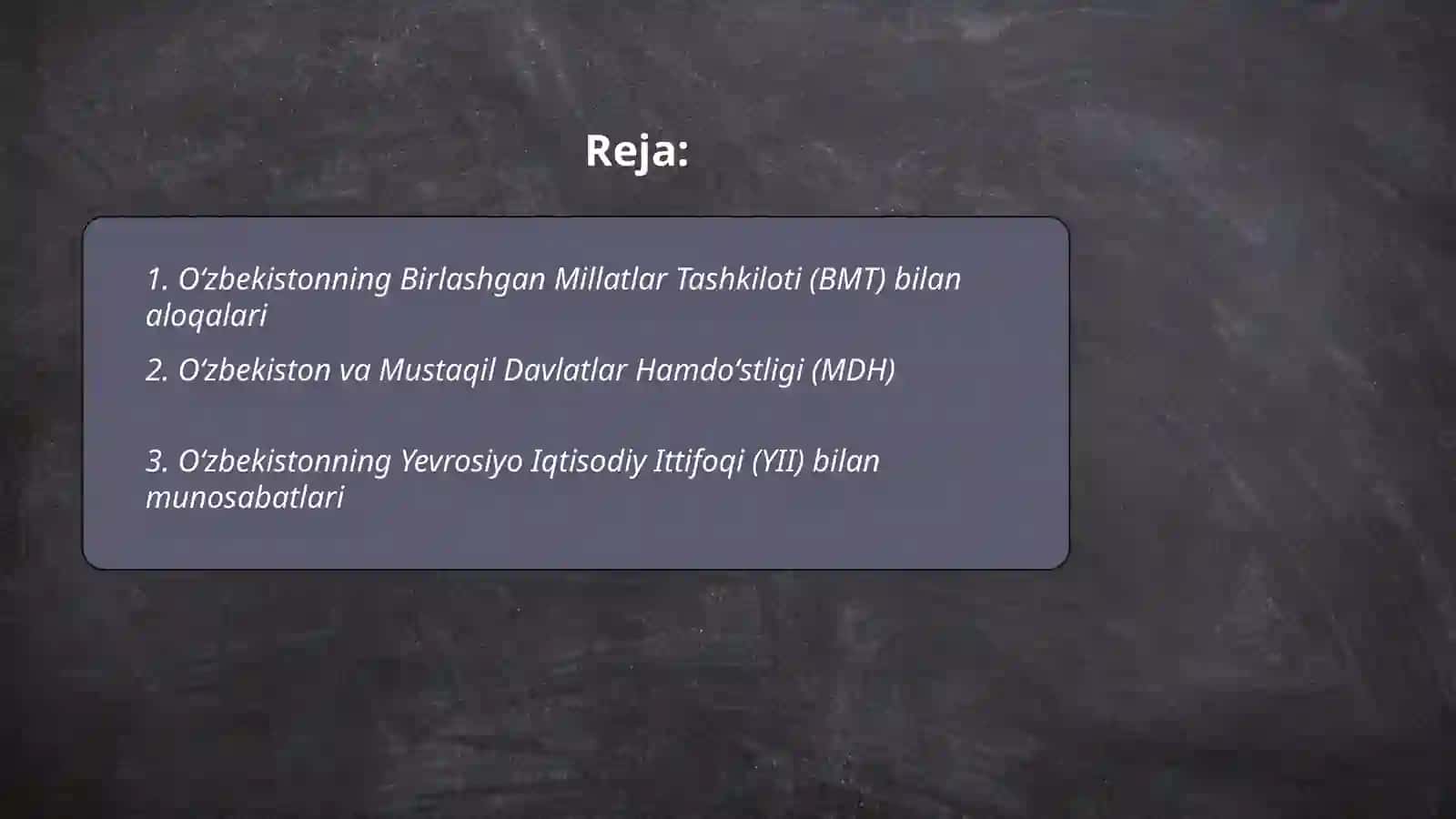Oʻzbekistonning xalqaro tashkilotlar bilan hamkorlik aloqalari 2