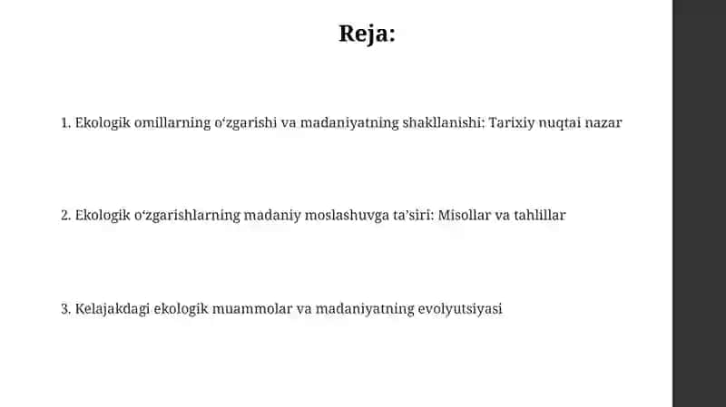 Ekologik omillar oʻzgarishining madaniy taraqqiyotiga ta'siri 2