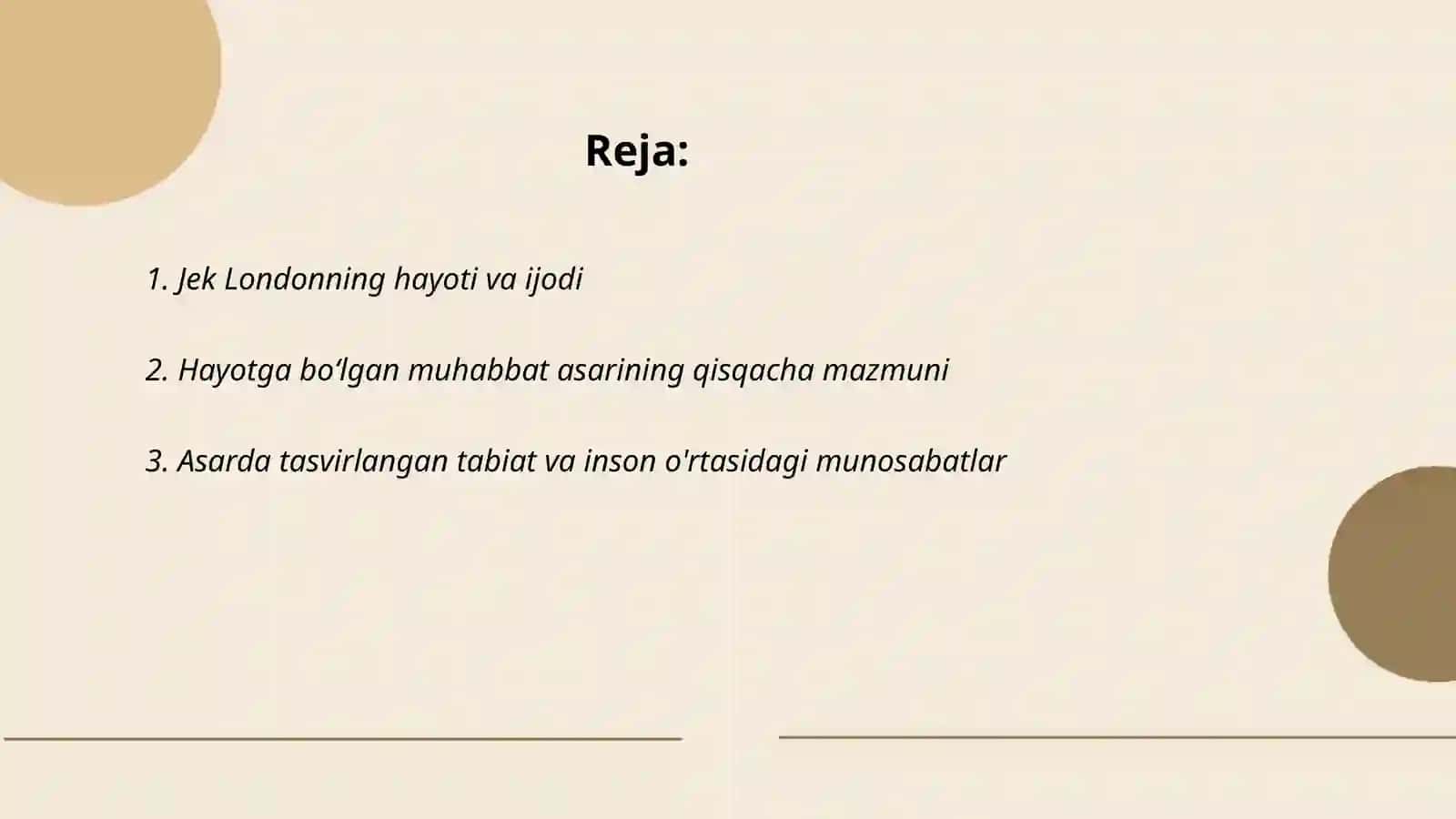 Hayotga bo‘lgan muhabbat Jek London asari 2