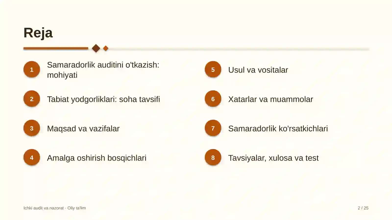 Tabiat yodgorliklarida samaradorlik auditini o'tkazish 2