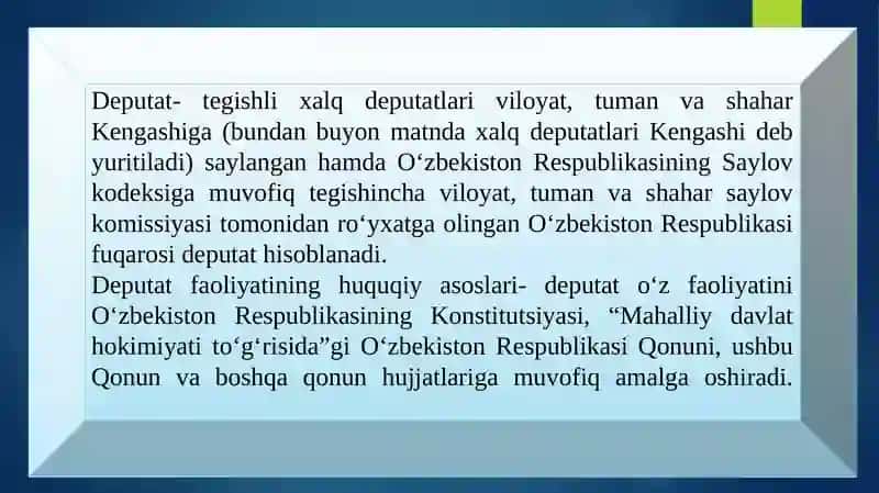 XALQ DEPUTATLARI KENGASHINING TASHKIL ETILISHI VA FAOLIYATINING DEMOKRATIK PRINSIPLARI 2