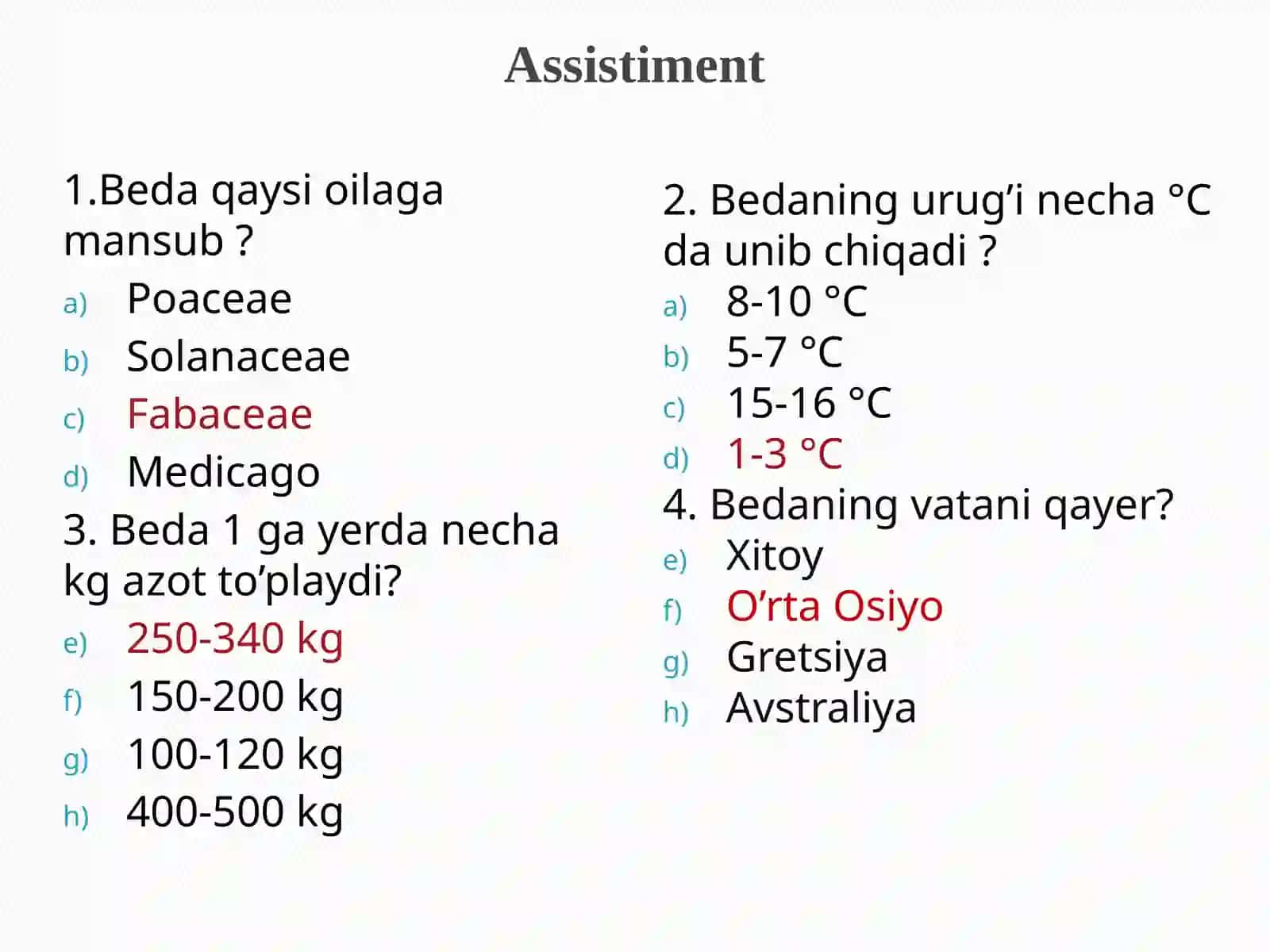 Agrokimyo va agrotuproqshunoslik savollari 2