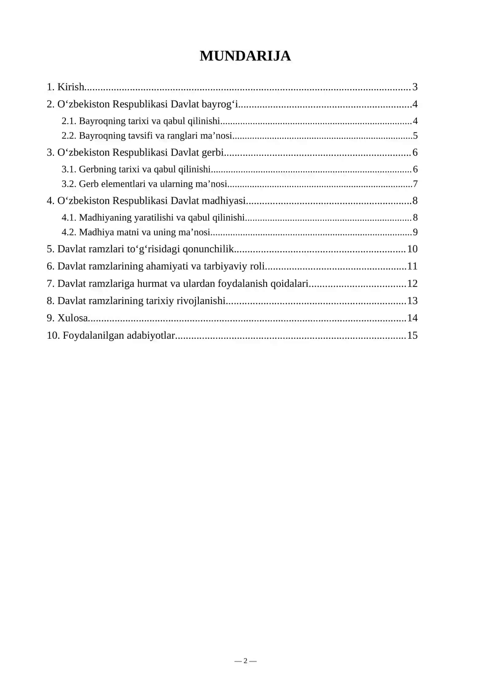 O'zbekiston Respublikasi davlat ramzlari 2