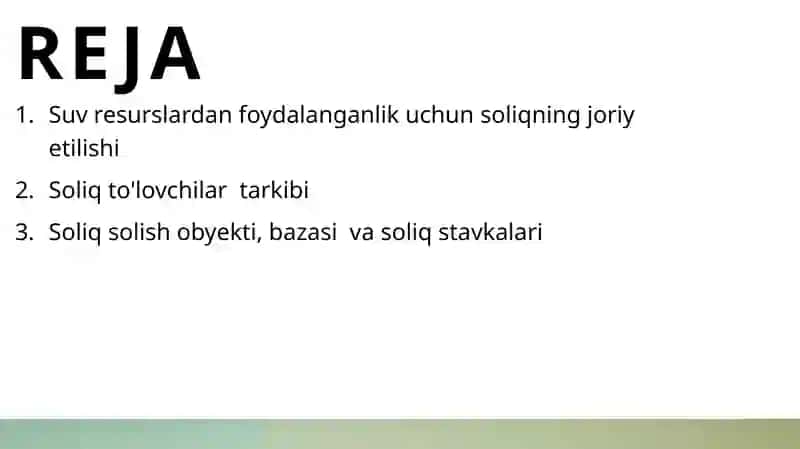 Suv resurslaridan foydalanganlik uchun soliqning joriy etilishi 2