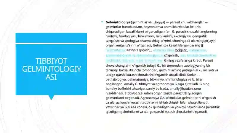 TIBBIYOT GELMINTOLOGIYASI, ARACHNOENTOMOLO-GIYASI 2